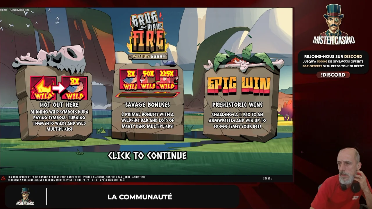 Mister Casino pendant un live de machines à sous sur Rumble